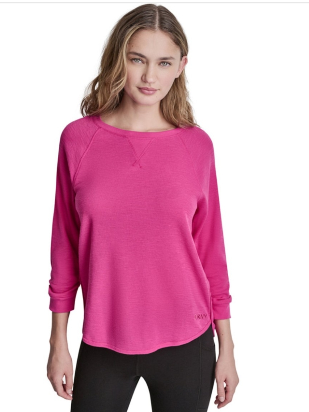 Women's Mini Slub Waffle Three-Quarter-Sleeve T-Shirt